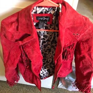 Red felt/leather jacket